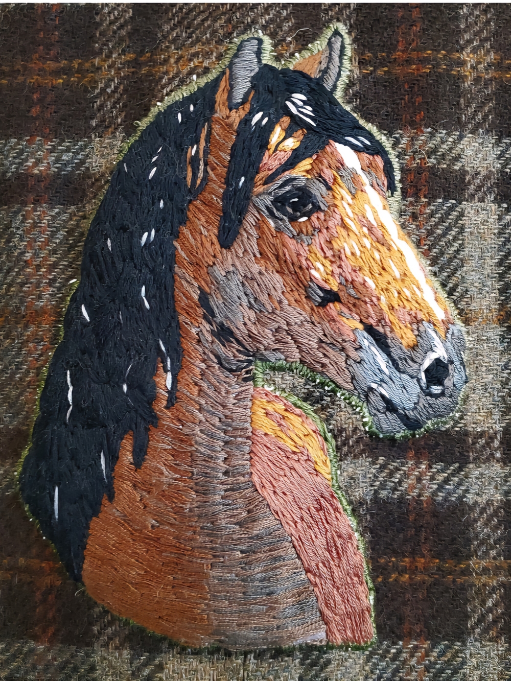 Vintage Wool Jacket with Hand Embroidered Horse English Equestrian Hunting S